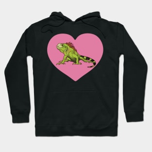 Iguana Heart for Iguana Lovers, Pink Hoodie